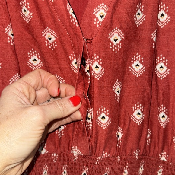 ANTHROPOLOGIE Felipa Maxi Dress Size LG Red/Ivory Flounce Dress LIKE NEW - Picture 10 of 11